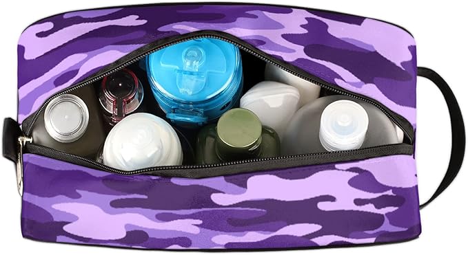 Pardick Travel Toiletry Bag for Women Men Purple Camouflage Camo Organizer Cosmetic Makeup Bag Lightweight Waterproof Shaving Bag Dopp Kit Large Capacity for Toiletries and Shaving Accessories
