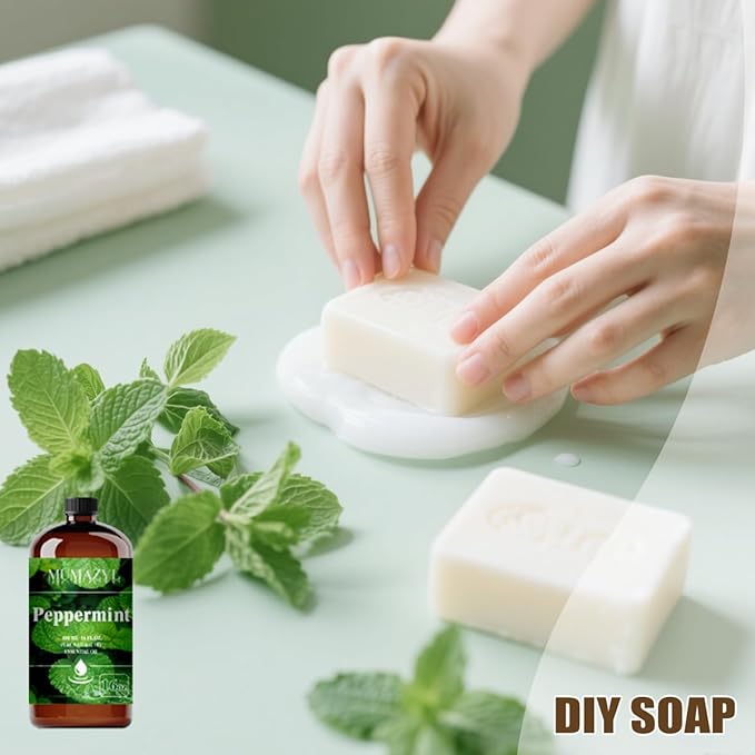 Peppermint Essential Oil, Peppermint Oil 16 Fl Oz 480ML for Diffuser Humidifier Yoga Cleaning DIY Candle Soap Making Essential Oils