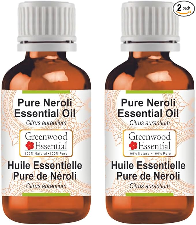 Greenwood Essential Pure Neroli Essential Oil (Citrus aurantium) Steam Distilled (Pack of Two) 100ml X 2 (6.76 oz)