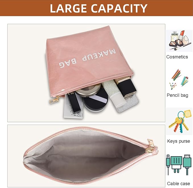 Makeup Bag for Women, Portable Waterproof Cute Cosmetic Bags, Skincare Makeup Case Pouch with Zipper for Daily Use, Travel