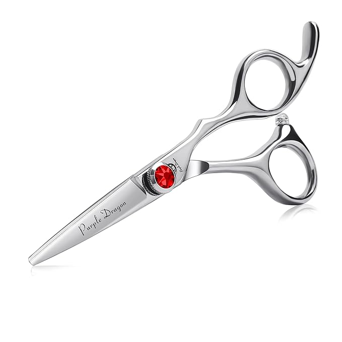 Purple Dragon 4.5 Barber Hair Cutting Scissors Small Moustache Shears with Bag- Perfect for Professional Hairstylist, Hairdresser (4.5 inch)