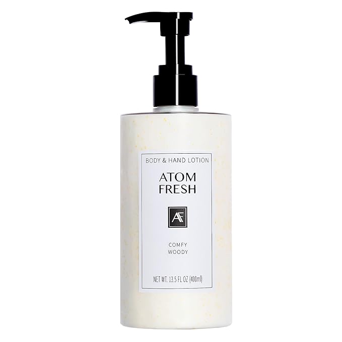 Atom Fresh Body Lotion for Women, Hydrating & Firming Body Moisturizer for Dry Skin, Ceramide & Niacinamide Skin Barrier, Non-Greasy Vitamin E Lotion, Comfy Woody Scent, 13.5 fl oz