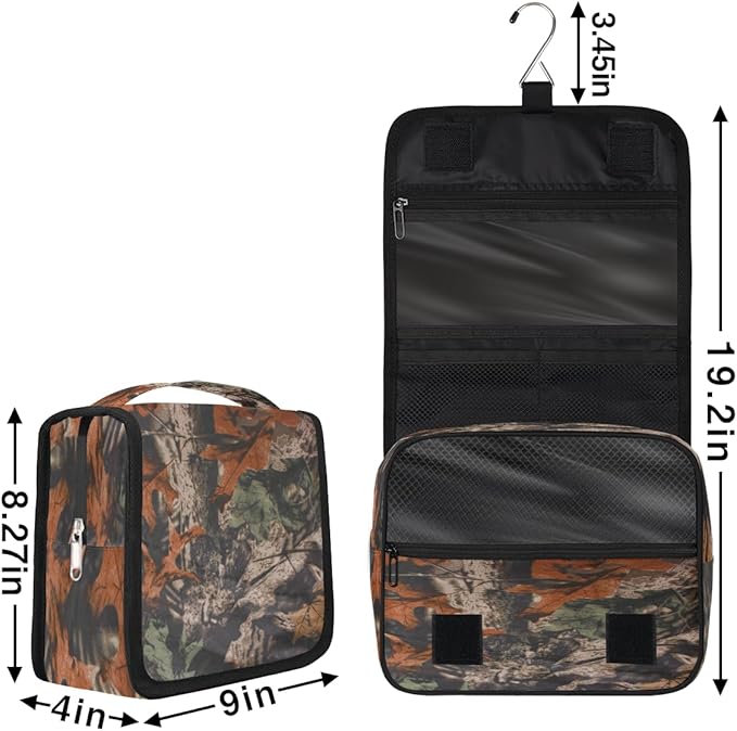 Travel Toiletry Bag for Women & Men Forest Tree Leaves Hanging Cosmetic Organizer Portable Waterproof Makeup Case Make Up Bag with Compartments Travel Essentials for Bathroom Shower