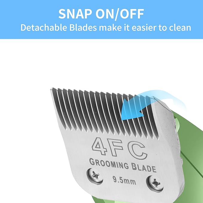 3 Pcs Size 4FC Detachable Dog Grooming Blades, Compatible with Andis, Oster A5, Wahl KM10 Series Clippers, Cut Length 9.5mm, Silver(4FC 9.5mm, 3 Packs)