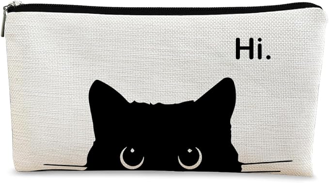 Black Cat Makeup Bag - Cosmetic Zipper Travel Toiletry Bag for Cat Lovers & Cat Moms & Teen Girls