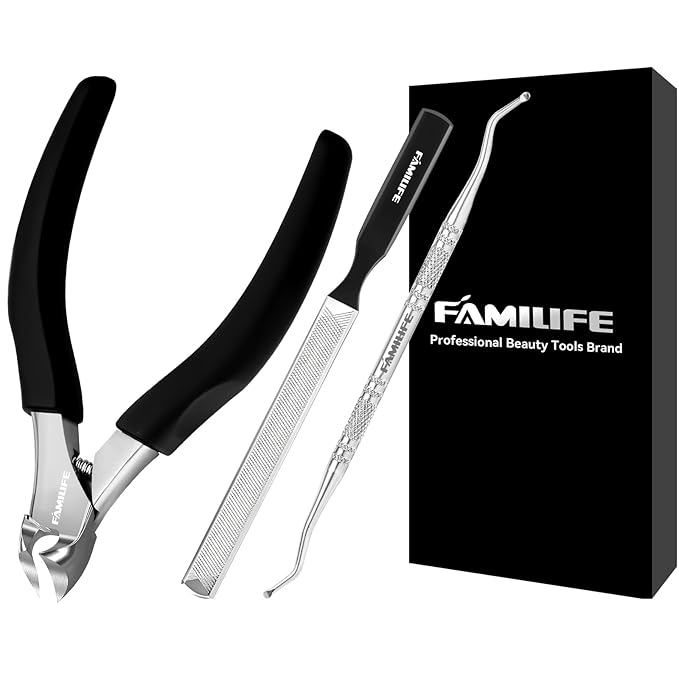 Pedicure Tool Kit and Ingrown Toenail Removal Kit, 3-Piece Set with Nail Nipper, Metal Nail File, and Fingernail Lifter for Thick, Ingrown Fingernail Removal