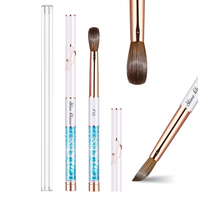 Acrylic Nail Brush Size 10, 100% Real Kolinsky Art Nail Brush for Acrylic Powder Application, Handmade Women Manicure Nail Extension Tool for Professional DIY Home Salon and Beginners