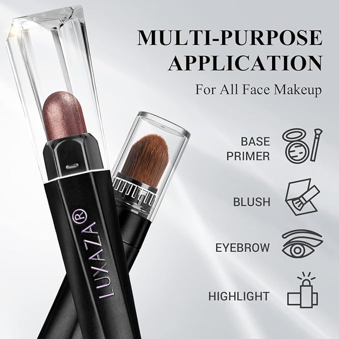 3PCS Eyeshadow Stick,Shimmer Red And Matte Brown Cream Eyeshadow Pencil Crayon with Crease-proof Formula,Waterproof & Long Lasting Eye Shadow Sticks Set