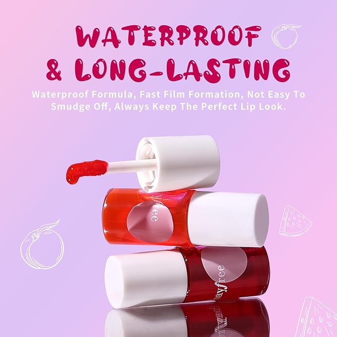 bayfree Lip Tint Stain, Long Lasting Korean Lip Stain Set, Non-sticky Waterproof Lightweight Lip and Cheek Tint, Moisturizing High Pigment Water Tint, Matte Finish Lip Tint