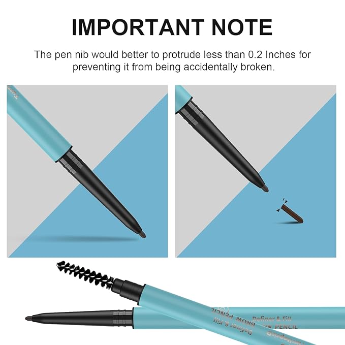 TurritopsisD Ultra-thin Brow Pencil (2-Pack Light Brown) Eyebrow Pencil Waterproof Smudge-proof Precise Fine-tip Ultra-slim Built-in Soft Spoolie Brush