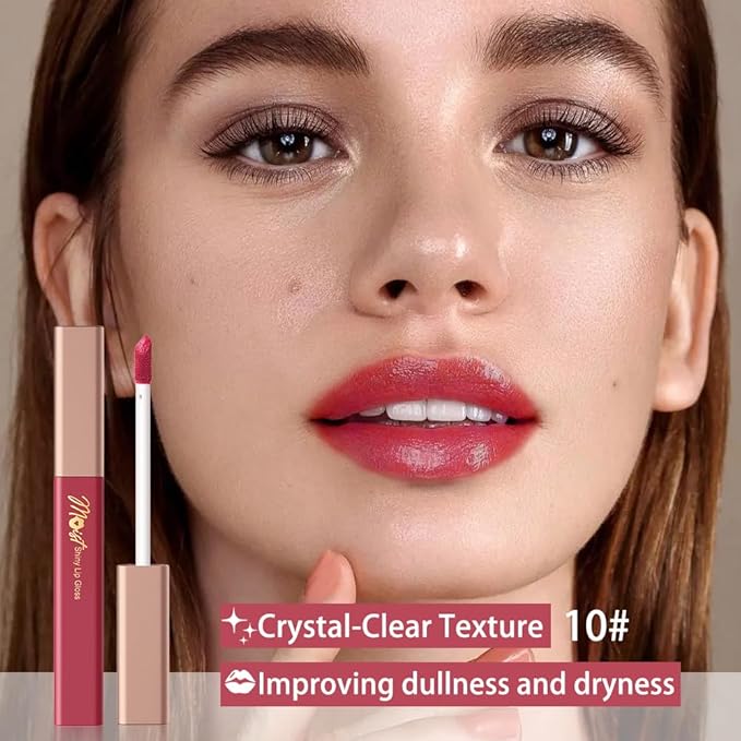 12 Colors Lip Gloss Set, High-Shine Waterproof Collection, Long Lasting Moisturizing Formula with Mirror Finish, Adult (10#, 1 Count (Pack of 1))