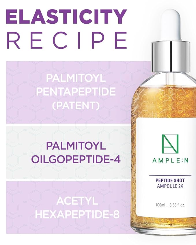 AMPLE:N Peptide Shot 2X Ampoule – Intensive Age Defying Concentrate Face Serum with Peptide Threads – Erasing Wrinkles and Improve Firmness – Lifting Sagging Skin – Plump, Repairs Skin, 3.38 fl.oz.