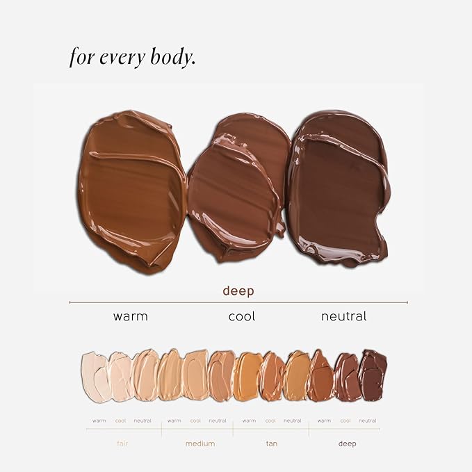 Tinge Tint Body Makeup, Water and Transfer Resistant Up to 48 Hours, Buildable Medium Coverage Body Foundation or Bronzer with Amino Acids, Tattoo Cover Up Makeup, 3.38 FL Oz - Deep Cool