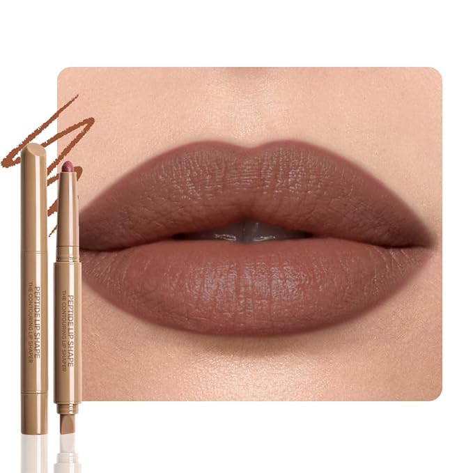 SUAKE Plump Matt Lipstick Lipliner Pencil Pack,Waterproof Crayon with Silicone Smudger for Define Contours & Sculpting Lip, Longwear Moisture Smooth Creamy Formula for Lip Makeup-07 Mocha