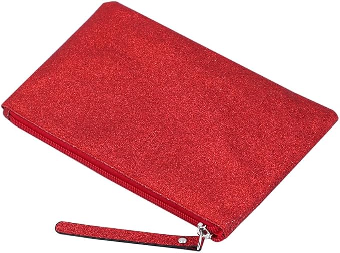 Celestial Glitter Makeup Pouch – Six Stunning Shades - Festive Cosmetic Bag (Aurora Red)