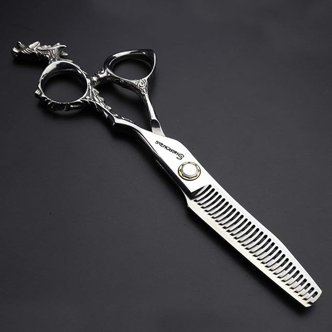 Sharonds 6/7 inch Professional Hair Cutting Scissors Set Hair Cutting Scissors Thinning Teeth Shears Set,Sliver Scissors,Barber,Salon,Hairdressing Scissors Kit,Japanese 440C Scissors (6-inch 2pc)