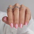 BTArtbox Press On Nails Short - Square Press On Nail, Pink Chrome Nail Tips Glue On Nails with Nail Glue, Reusable Stick On Nails in 15 Sizes - 30 Soft Gel Fake Nails Kit, Lotus Glazed