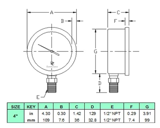 4" Oil Filled Vacuum Pressure Gauge - Image 5