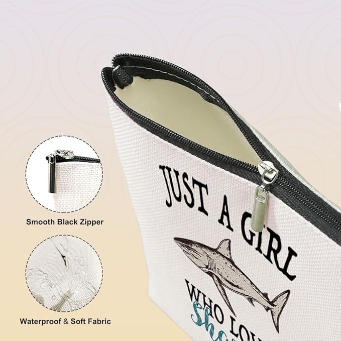 VICBOU Cute Shark Makeup Bag Shark Gifts for Women Girls Sharks Decor Stuff Merch for Animal Lover Funny Friendship Birthday Gifts for Teens Best Friend Daughter BFF Sister Bestie Cosmetic Bag Case