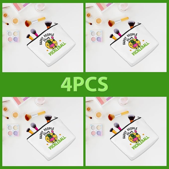 4pcs Funny Pickleball Gifts Makeup Bag, Ball Player Cosmetic Bag Ball Lover with Zipper Pouch Accessories Pickleball Lover Gifts for Girls Women Fans Player Mom Sister Christmas Birthday Gifts