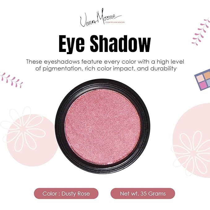 Vera Moore Eyeshadow, Highly Pigmented Eyeshades and Textures, Provide Bold and Lasting Looks, Suitable for Any Event, Easily Blendable Eye Makeup in Multiple Shades. (Dusty Rose)