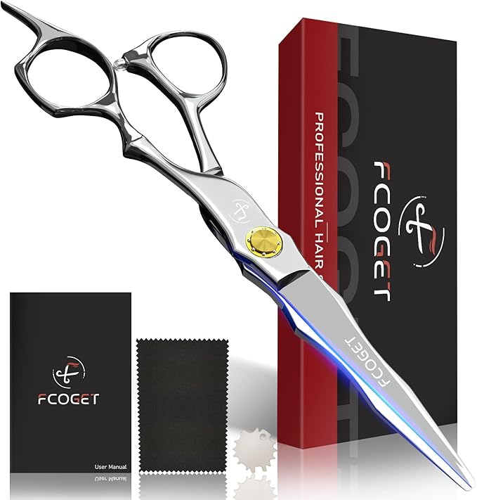 Professional Barber Hair Cutting Scissors Shears Right Hand - 6.8" HIGH-END Extremely Sharp Haircut Scissors Professional Hairdressing Shears 440C Stainless Steel for Salon Home Stylists Silver