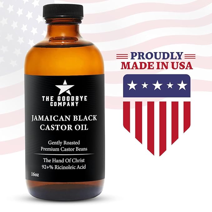The Goodbye Company Black Castor Oil for Hair Growth – Organic, Cold-Pressed & Unrefined 100% Pure & Hexane-Free - Glass Bottle (450mL) Nourishing Oil for Eyebrow, Eyelash & Stronger Hair (16.9 oz)