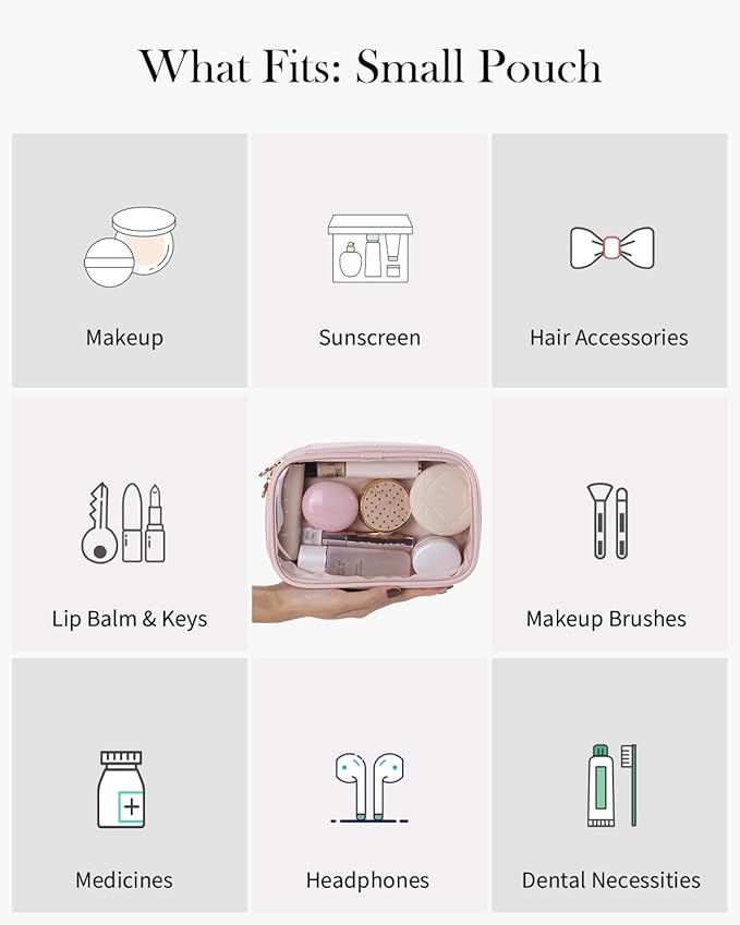Pocmimut Clear Makeup Bags,Small Makeup Pouch with Large Cosmetic Bag Toiletry Bag Car Accessories Storage for Women Men,Travel Essentials Organizers,Pink