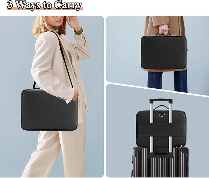 Travel Makeup Bag with LED Lighted Make up Case with Mirror 3 Color Setting Cosmetic Makeup Box Organizer Vanity Case for Women Beauty Tools Accessories Case Rechargeable (big black)