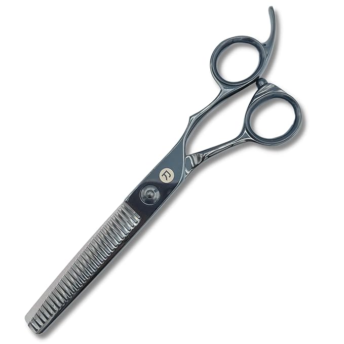 Black Hair Thinning Shears for Professional Barbers and Hairdressers - Japanese Steel - Designed for Salon Use (Katana)