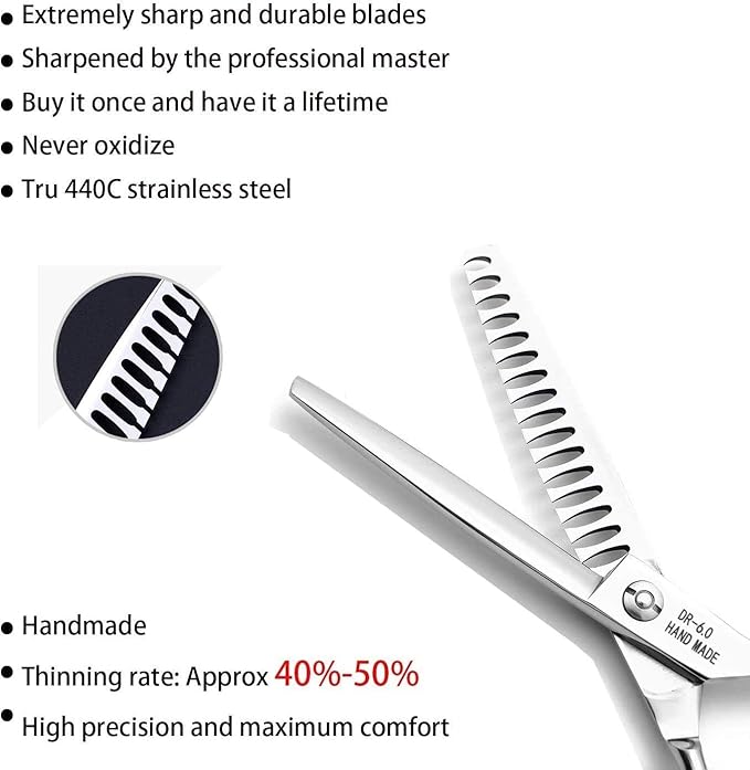 Professional 6 inch Thinning Shears Hair Cutting Scissors Barber Salon Hairdressing Shears (Chunker shear)