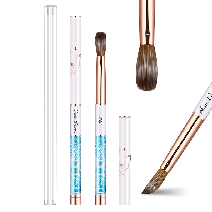 Acrylic Nail Brush Size 8, 100% Real Kolinsky Art Nail Brush for Acrylic Powder Application, Handmade Women Manicure Nail Extension Tool for Professional DIY Home Salon and Beginners