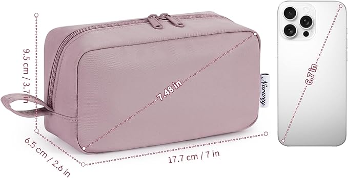 Narwey Small Makeup Bag for Purse Travel Makeup Pouch Mini Cosmetic Bag Zipper Pouch for Women (Dusty Rose, Small)