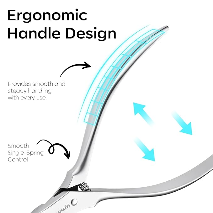 FAMILIFE Cuticle Nippers Scissors – Professional Stainless Steel Cuticle Trimmer for Thick Nails, Ingrown Toenails & Seniors, Sharp Durable Blades with Ergonomic Handle for Salon & Home Use