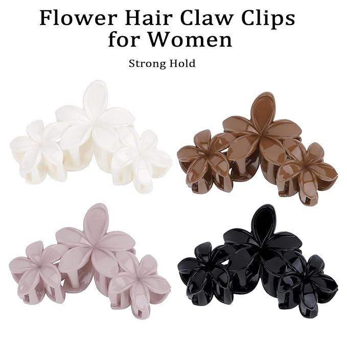 Hawaiian Flower Hair Clips Large Matte Hair Claw for Women Non-Slip Strong Hold Clips for Thick Hair Hair Accessories for Women and Girls
