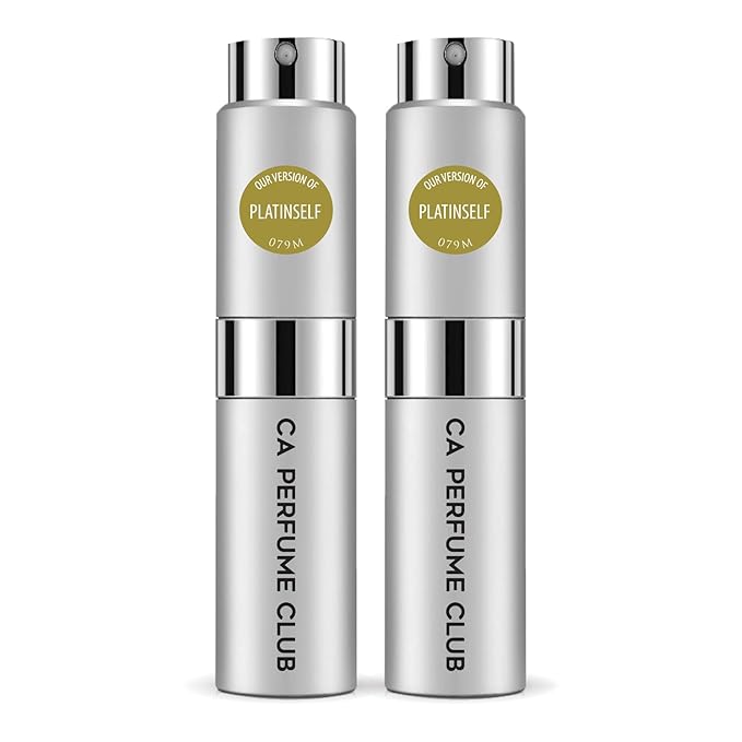 CA Perfume Impression of Platinself for Men Woody Floral Musk Scent Long Lasting Cologne for Men Eau De Parfum Travel Size Refillable Atomizer Spray 0.27 Fl Oz 8ml Pack of 2