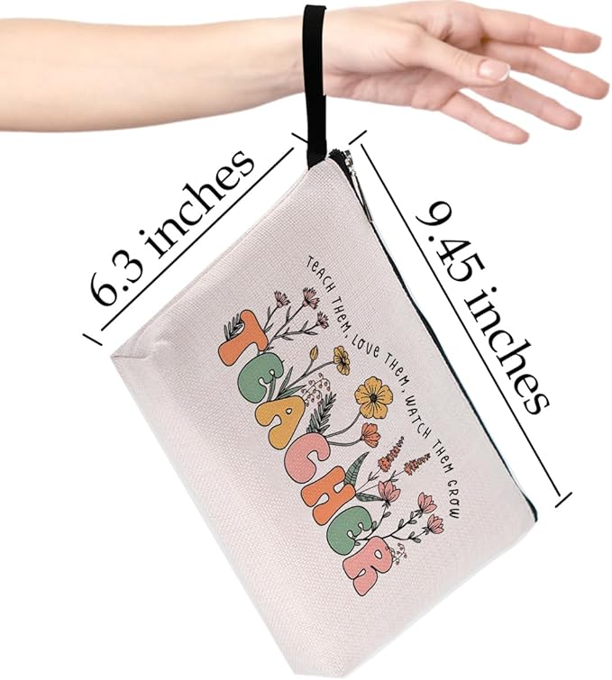 Teacher Gifts Makeup Bag Must Haves Birthday Gifts for Women Female Educator Coworker Teacher Thank You Gift Floral Cosmetic Bag Graduation Gift