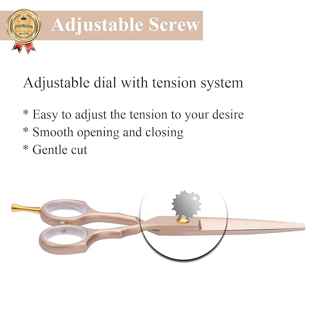 Purple Dragon 5.5 inch Hair Cutting Scissors Set with Razor, Leather Scissors Case, Barber Hair Cutting Shears Hair Thinning/Texturizing Shears for Professional Hairdresser or Home Use (Rose Gold)