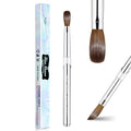 Acrylic Nail Art Brush Size 10, 100% Pure Kolinsky Hair Oval Nail Brush for Acrylic Application, Professional Nail Extension Manicure Tool Striping Nail Drawing Pen for DIY Home Salon