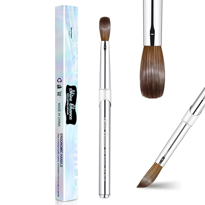 Acrylic Nail Art Brush Size 10, 100% Pure Kolinsky Hair Oval Nail Brush for Acrylic Application, Professional Nail Extension Manicure Tool Striping Nail Drawing Pen for DIY Home Salon