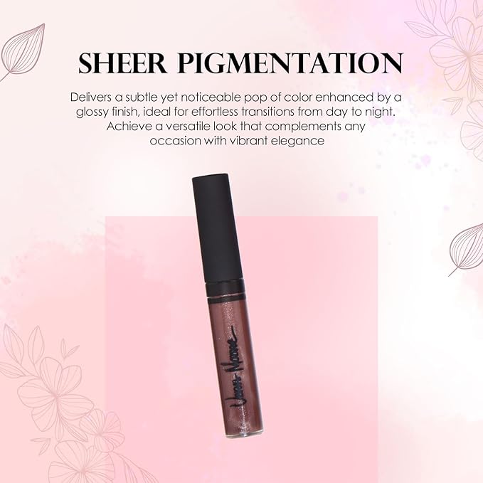 Lip Gloss, Moisturizing Lip Color with Shimmer for Long Lasting Shine, Lightweight Lip Stain, Girls Non-Sticky Lip Gloss with Aloe Vera, W/Vitamin C, E (Chocolate)