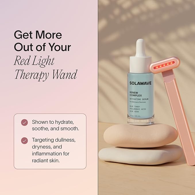 Solawave Renew Complex Serum for Face & Neck | Boost the Effects of Facial Wand | Red Light Therapy for Face & Microcurrent Facial Device for Anti-Aging & Skin Tightening