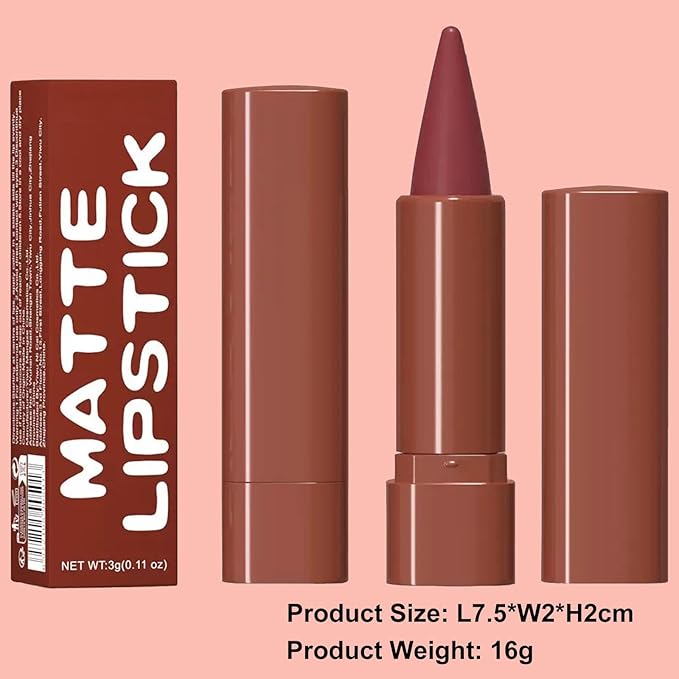 2-in-1 Gradient Brown Lip Liner & Lipstick, Light Brown Waterproof Long Lasting Matte Lip Liner Pencil, Makeup Smudge proof lip liner with Cone Tip (03#-Reddish Brown)