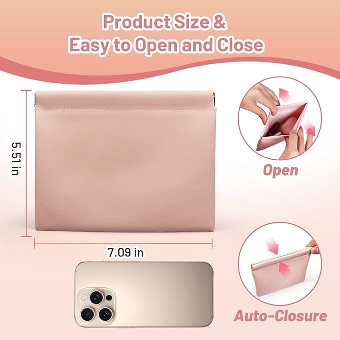 7.09″x5.51″ Small Pouches for Purse, 4PCS Cute Magnetic Mini Makeup Bag, Purse Organizers for Inside Large Storages, Organize Cosmetic, Lipstick, Jewelry,Coins in Women's Handbag