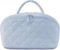 Makeup Bag for Woman,Festivalment Makeup Bag, 180° Wide Open Lay-Flat Water-Resistant Cosmetic Case, Puffy Padded Organizer for Toiletries & Brushes Large Capacity with Compartments (Blue)