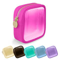 Clear Mini Makeup Bag, Small Nylon&PVC Cosmetic Travel Bag TSA Approved Toiletry Bag with Zipper, Preppy Transparent Coin Purse for Women Men Girls(Mini-Hot Pink)