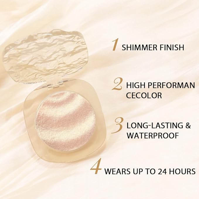 Gold Cream Glitter Shimmer Metallic Eyeshadow Palette Makeup, Natural Single Mini Instant Holographic Eyeshadow For Women, Sombras Crema Para Ojos, Talc, Paraben & Cruelty Free