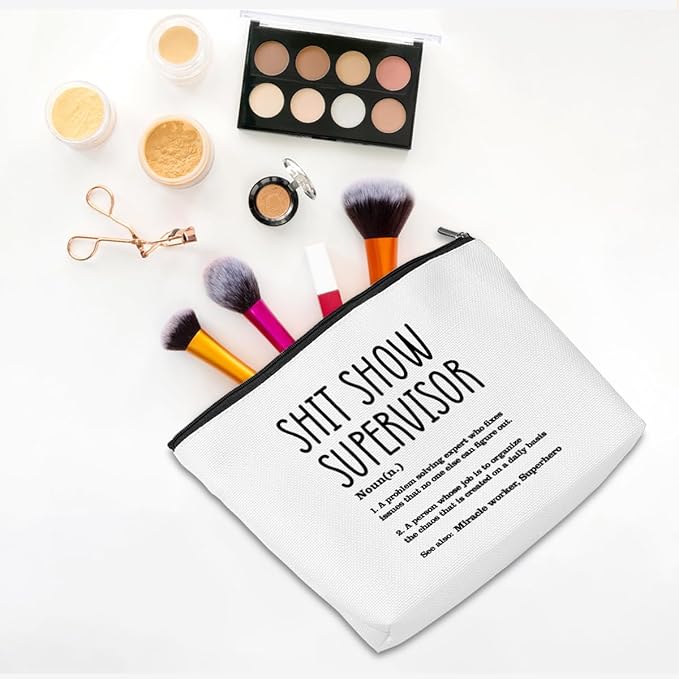 Supervisor Gifts for Women Sarcastic Makeup Bag Thank You Gifts Cosmetic Bag Funny Zipper Pouch Boss Farewell Appreciation Gifts for Coworkers Mentor Manager Leader Christmas Birthday Gifts