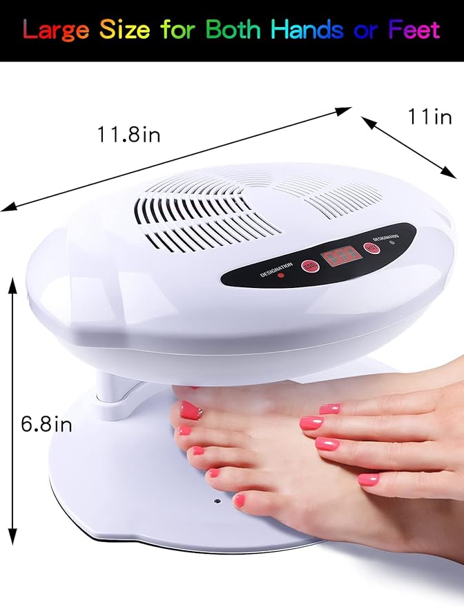 Kalolary Nail Lamp, 400W Air Nail Dryer Nail Fan Hair Dryer for Hands and Feet Nail Polish Automatic Sensor Warm Cool Breeze Use at Home and Salon(White)