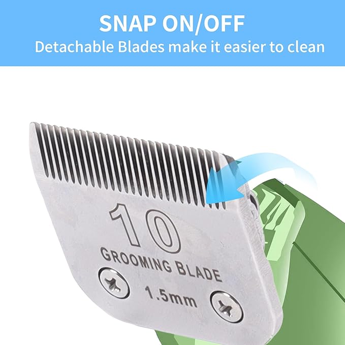 Size 10+15+30+40+7FC+5FC+4F+3-3/4FC Detachable Dog Grooming Blades, Compatible with Andis, Oster A5, Wahl KM10 Series Clippers, Silver (8 Packs)